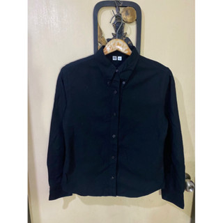 เชิ้ตดำหญิงผ้าออกฟอร์ด uniqlo size L มือ1