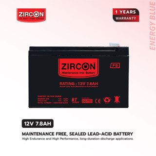 แบตเตอรี่แห้ง 12V7.8Ah ZIRCON ของแท้ พร้อมใช้งาน รับประกัน 1 ปีเต็ม !!