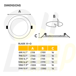 BEC ดาวน์ไลท์ ฝังฝ้า หน้ากลม LED 6w 9w 12w 15w 18w 24w รุ่น BLADE-III O รวมแวท ประกันศูนย์