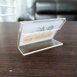 ป้ายอะคริลิคตั้งโต๊ะ 6x4cm อะคริลิคใส ทรง L (6x4)