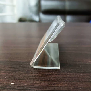 ป้ายอะคริลิคตั้งโต๊ะ 6x4cm อะคริลิคใส ทรง L (6x4)