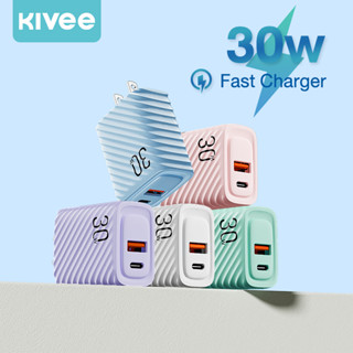 🔥ประกัน 6 เดือน KIVEE หัวชาร์จเร็ว 30W หัวชาร์จ 2 พอร์ต รองรับมือถือ Iphone และ Android Fast Charger ชาร์จเร็ว ฟาสชาร์จ