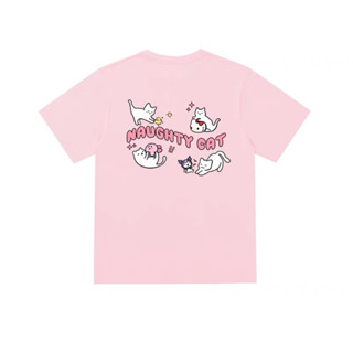 Hello Kitty เทรนด์ฤดูร้อนการ์ตูนแมวพิมพ์เสื้อยืดแขนสั้นชายและหญิงเสื้อยืดคู่