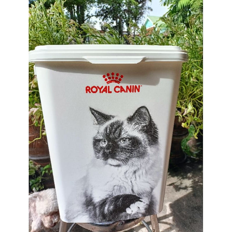 ถังเก็บของ ถังใส่อาหาร เก็บอาหาร สัตว์เลี้ยง สุนัข แมว ขนาดกลางถังทรงสีเหลี่ยม แบบทึบแสง ใส่อาหารได้ 10 กก. Royal Canin