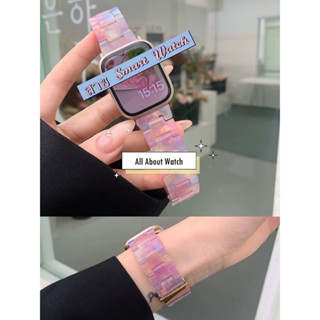 พร้อมส่ง สายเรซิ่นลายหินอ่อน สี Mermaid ใช้ได้กับ Smart Watch  8 7 6 5 4 3 2 1 Se Ultra8Pro Hello Ultra HK9Pro LG59 T10