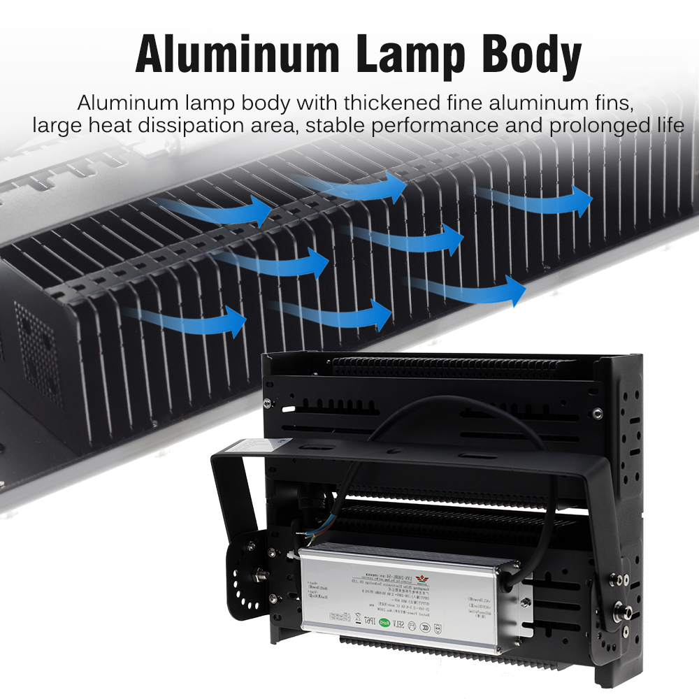 โคมไฟสนามกีฬา AC100-277V LED ความสว่างสูงและพลังงานสูง IP66 กันน้ำ 600W/800W LED โคมไฟสนามกีฬา โรงละคร อุโมงค์ สะพานจราจ - รูปที่ 3
