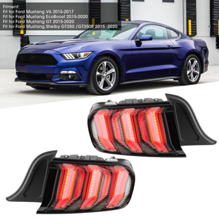 ALABAMAR VLAND คู่ Euro Look 5 โหมด Full LED ไฟท้ายแบบไดนามิกเลนส์รมควัน Fit สำหรับ Ford Mustang 15-20