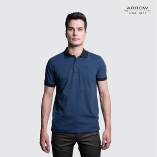 ARROW POLO เสื้อยืดโปโล ทรง SMART FIT ผ้าCotton 100% สีกรม MPCM207-NV