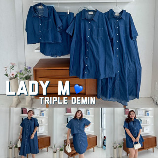 Lady M |lady M logo เดรสมินิมอลสาวอวบใส่สบาย ยาว สั้น ชุดเซตสาวอวบเอวยีนส์