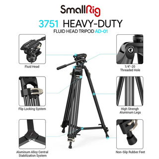 SmallRig 3751 ขาตั้งกล้องวิดีโอ Heavy-Duty Fluid Head Tripod AD-01