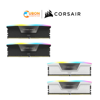 RAM (แรมพีซี) 32GB (16GBx2) DDR5 5600MHz RAM CORSAIR VENGEANCE RGB DDR5 (WHITE/ BLACK) ประกัน LT