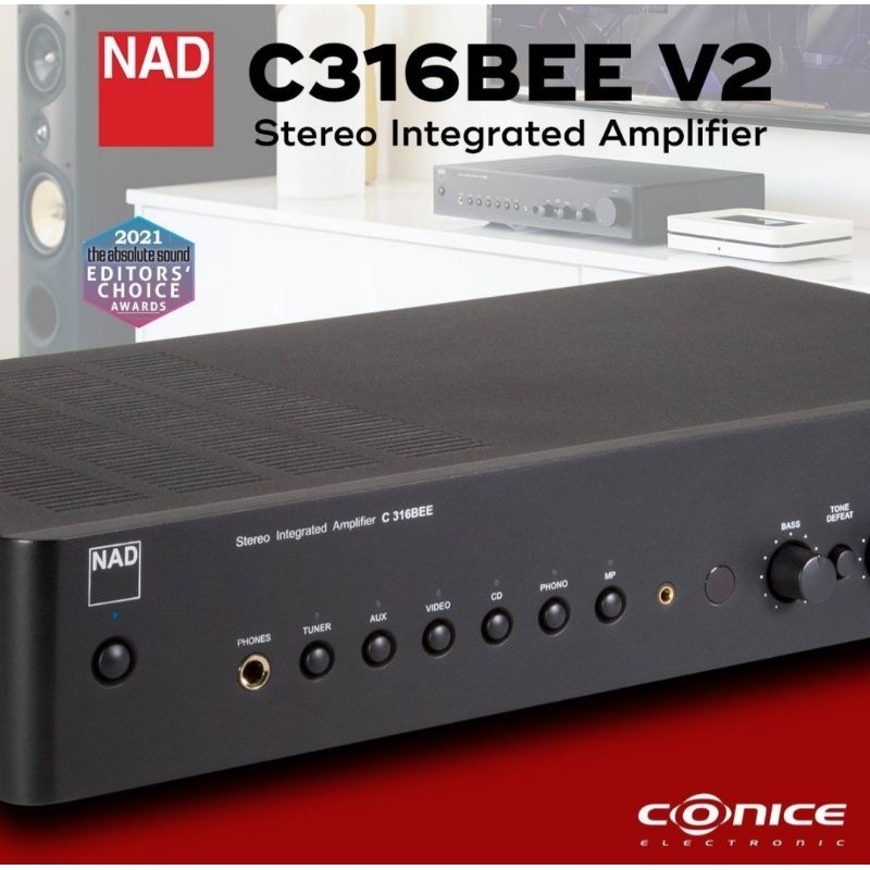 NAD C316BEE V2 Stereo Integrated Amp แอมป์อนาล็อก มีกำลังขับ 40 วัตต์x2 และมีกำลังขับสำรอง