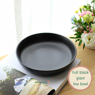 Full black giant low bowl เซรามิค เซรามิก ชาม ชามเตี้ย จัมโบ้ ใบใหญ่ คาเฟ่ อาหาร สลัด เข้า ไมโครเวฟ เครื่องล้างจาน ได้