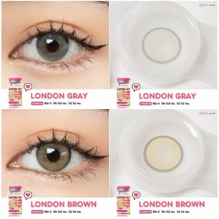 คอนแทคเลนส์ รุ่น Mini London By kitty kawaii มีสีเทา/ตาล Gray/Brown By Kitty Kawaii มีค่าสายตาปกติ (0.00)