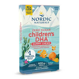 Nordic Naturals Childrens DHA Gummies, 600 Mg, EPA 145 &amp; DHA , Non-GMO, 30 Ct วิตามินกัมมี่โอเมก้า