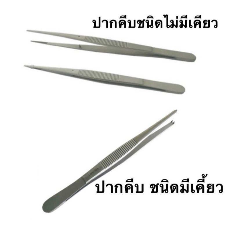 ปากคีบปลายแหลม 14cm-16cm-20cm-25cm. ชนิดมีเคี้ยวและไม่มีเคียว Forcep เครื่องมือแพทย์ เครื่องมือสแตนเ