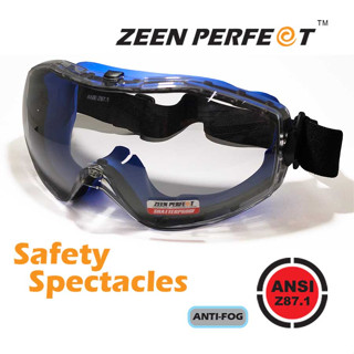 แว่นตานิรภัยแบบยางรัด ZEEN PERFECT Goggle สวมทับแว่นได้ เลนส์ Polycarbonate กันฝ้า รุ่น 5959 เลนส์ใส ป้องกันรังสี UV400