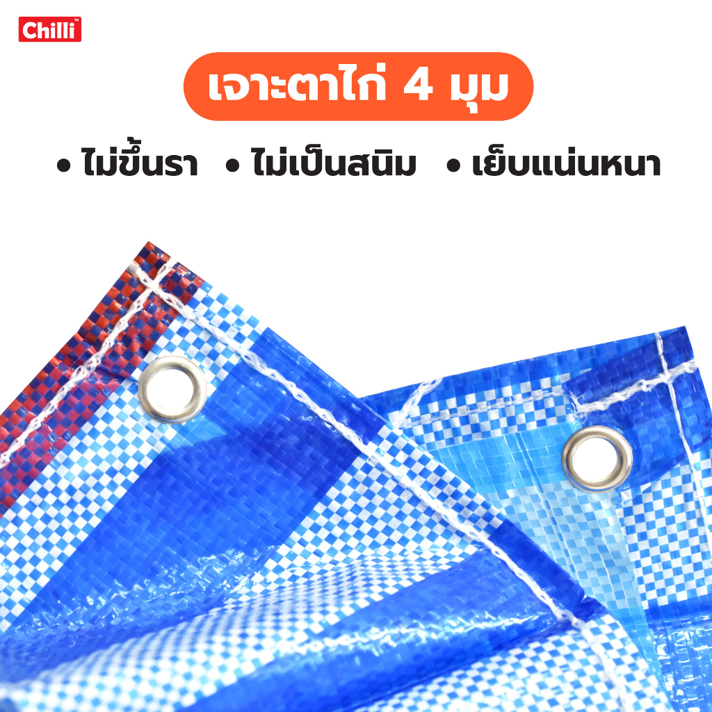 ผ้าฟาง ถูกที่สุด กันฝน ผ้าใบกันแดด ผ้าใบพลาสติก ปูพื้น2×2 2×3 3×3 3×4 4×4 4×5เมตร บูลชีท ฟ้าขาว เจาะตาไก่4มุม กันน้ำ100% ราคา ถูกที่สุด ดีลบีเคเค แกลเลอรีภาพที่ 2