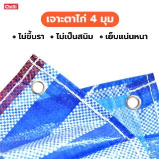 ผ้าฟาง ถูกที่สุด กันฝน ผ้าใบกันแดด ผ้าใบพลาสติก ปูพื้น2x2 2x3 3x3 3x4 4x4 4x5เมตร บูลชีท ฟ้าขาว เจาะตาไก่4มุม กันน้ำ100%