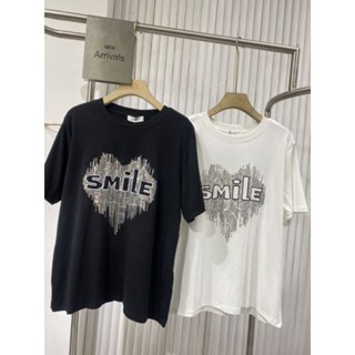 เสื้อยืดรีดเพชรหัวใจ Smile 🖤ป้าย its me basic