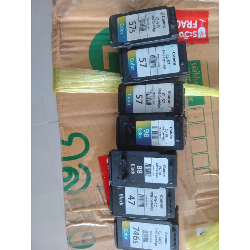 รวมตลับหมึก canon CL-98 PG-88 PG-47 CL-57 CL-57s  ยังไม่เจาะเติม เบอร์ตามภาพ