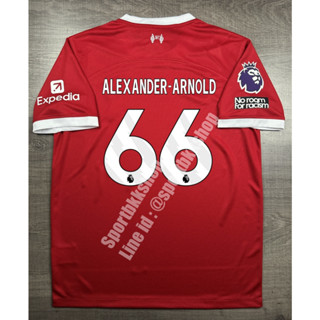 เสื้อฟุตบอล ลิเวอร์พูล Home เหย้า 2023/24 พร้อมเบอร์ชื่อ 66 ALEXANDER-ARNOLD และอาร์มพรีเมียร์ลีคแบบใหม่ No Room