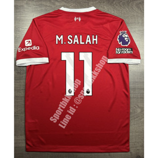 เสื้อฟุตบอล ลิเวอร์พูล Home เหย้า 2023/24 พร้อมเบอร์ชื่อ 11 M.SALAH และอาร์มพรีเมียร์ลีคแบบใหม่ No Room