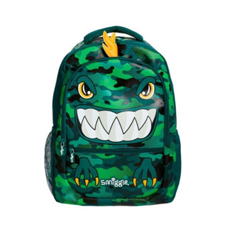 🎒Smiggle Backpacks กระเป๋าเป้ 🎒สมิกเกอร์ ขนาด 16 นิ้ว ลาย Dino อ้า เขียวเข้ม พร้อมส่งในไทย 🛻