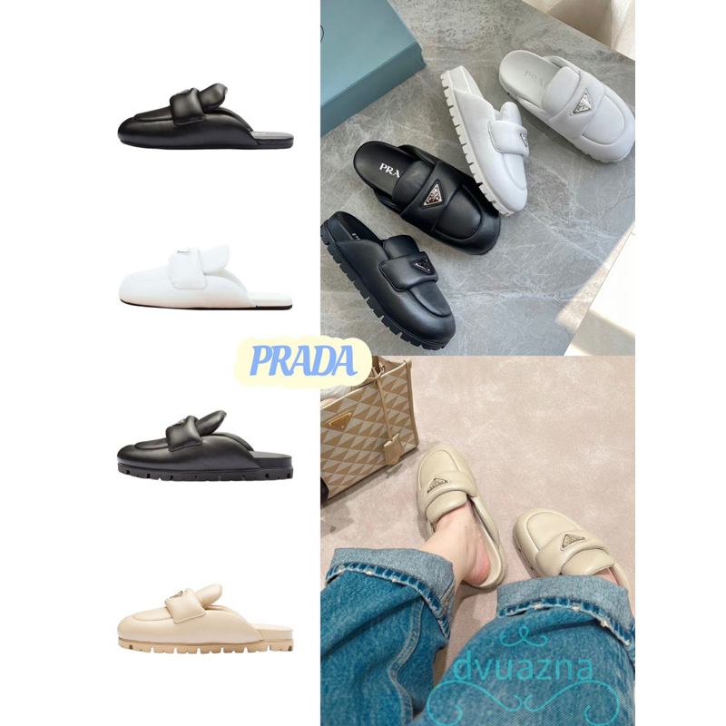 แบรนด์ใหม่ 100% ของแท้ PRADA Mules รองเท้าแตะ