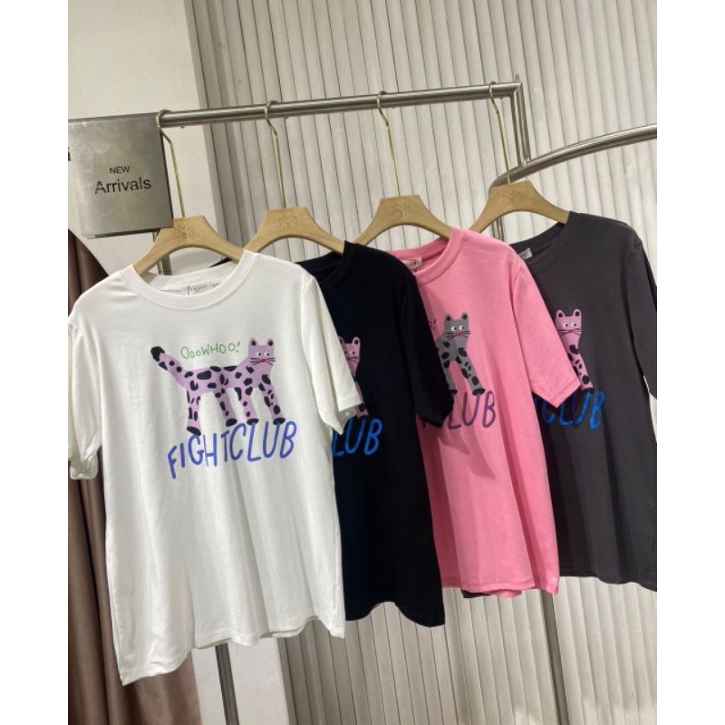 เสื้อยืดลายการ์ตูนวาดแมวดาว FightClub🐆ป้าย it's me basic