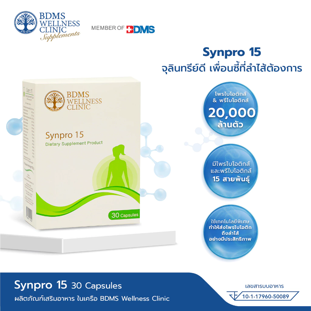 Synpro 15 โพรไบโอติกส์และพรีไบโอติกส์ ผลิตภัณฑ์เสริมอาหารในเครือ BDMS Wellness Clinic thumbnail 3