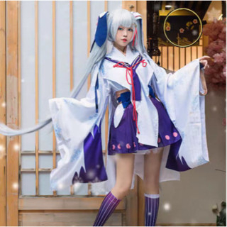 Miku Princess Vocaloid Anime Cosplay Snow Miku Kimono Dress Outfit Anime Cosplay Costumes เครื่องแต่