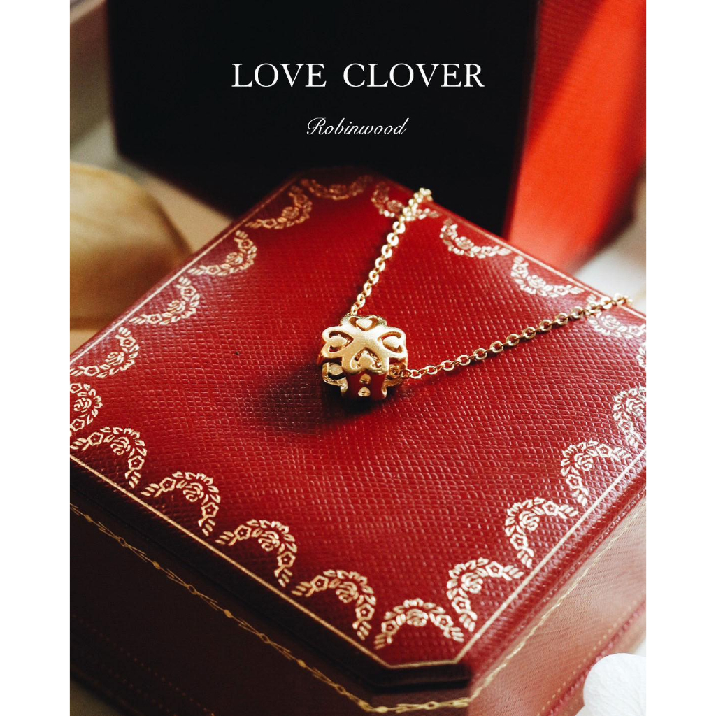 สร้อยคอเงินเเท้ LOVE CLOVER NECKLACE DESIGN, 14 K GOLD