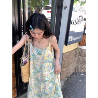 🌼🌸☘️꒱ เดรสกระโปรงยาว ลายทุ่งดอกไม้พาสเทล กระโปรงแต่งชั้นระบายน่ารักมากๆ ใส่ง่าย ผ้าไม่ต้องรีด