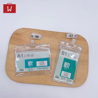 Oneworkstory ที่ใส่บัตร+คลิปหนีบ |แพ็ก10ชิ้น หนา350/600Micron| ที่ห้อยบัตร ซองใส่บัตรพนักงานแบบหนีบ ID Card Badge Clip