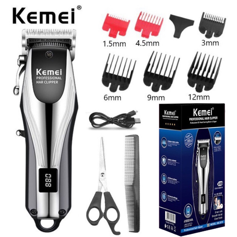 ปัตตาเลี่ยน Kemei รุ่น KM-2619 แบตตาเลี่ยน ตัดผม ไร้สาย แถมฟรี หวีรองตัด หลายขนาด มีหน้าจอดิจิตอล อุปกรณ์อีกมากมาย