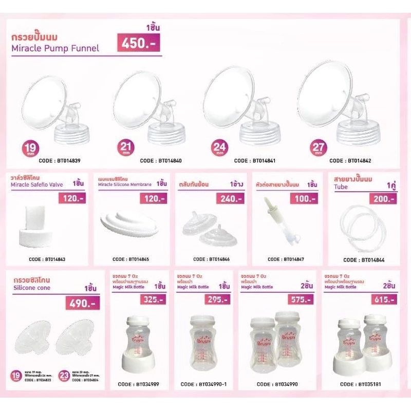 กรวยปั๊มนม Brusta (Miracle Pump Funnel) อุปกรณ์ อะไหล่ Brusta กรวยถือปั๊ม ใช่ได้ทั้งรุ่น x prime , 2pp , go
