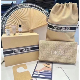 DIOR VIERA GIFT SET 3 ชิ้น ถุงผ้า + พัด + กระเป๋าใส่เครื่องสำอางค์