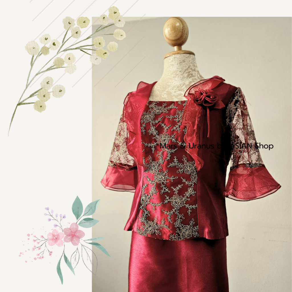 สีแดง เสื้อเดี่ยวผ้าไหมสำเร็จรูป ตัดโดยช่างไทย by ASIAN Shop สำหรับออกงาน สำหรับงานบุญ งานบวช แม่เจ้าบ่าวเจ้าสาว