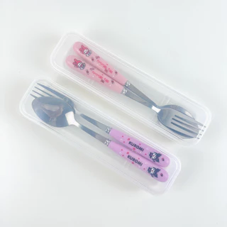 พร้อมส่ง💕 ชุดช้อมส้อมสแตนเลส พร้อมกล่อง ลายการ์ตูน ชุดช้อนส้อมพกพาเด็ก| Bluerubystore