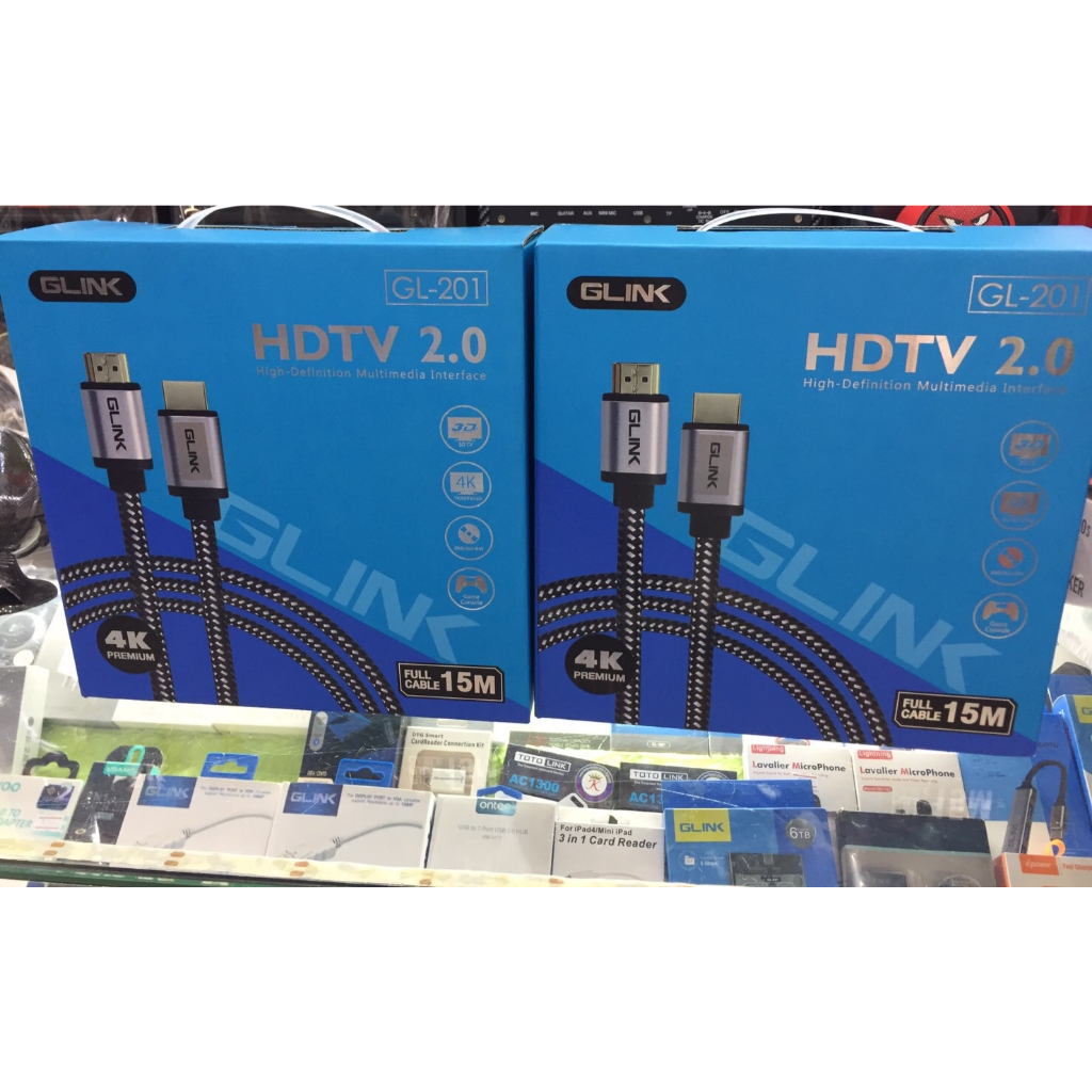 สาย HDMI 3D 4K (V.2.0) M/M สายถัก สายสัญญาณภาพ และเสียง GLINK GL-201 10M 20M