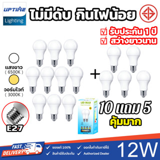 รับประกัน1ปี🔥(15อัน)หลอดไฟ LED หลอดไฟประหยัดพลังงาน หลอดไฟขั้วเกลียว ใช้ไฟฟ้า220V ขั้วE27 12Wแสงขาว/แสงวอร์ม หลอดปิงปอง