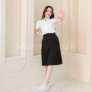 กระโปรงพลีท สีดำ ยาว 22"-28" Freesize(เอว23-30) / XL(เอว30-42) กระโปรงนักศึกษา