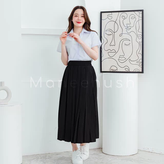 กระโปรงพลีท สีดำ ยาว 22"-28" Freesize(เอว23-30) / XL(เอว30-42) กระโปรงนักศึกษา