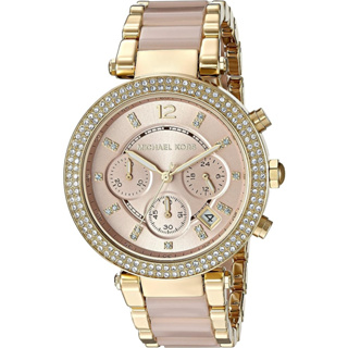 MICHAEL KORS นาฬิกาข้อมือผู้หญิง รุ่น MK6326 Parker Chronograph Pink Acetate and Gold-Tone - Gold