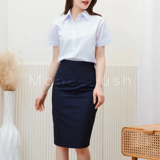 เสื้อนักศึกษาแขนสามเหลี่ยม หลังแหลม สีขาวนวล/ขาวสว่าง ไซส์ 34”-56” เสื้อนิสิต ทรงเข้ารูป มีรังดุม
