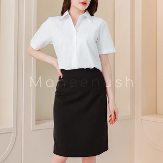 เสื้อนักศึกษาทรงบอย แขนกระบอก หลังว่าง ไซส์ 34”-56” สีขาวนวล เสื้อนิสิต มีรังดุม