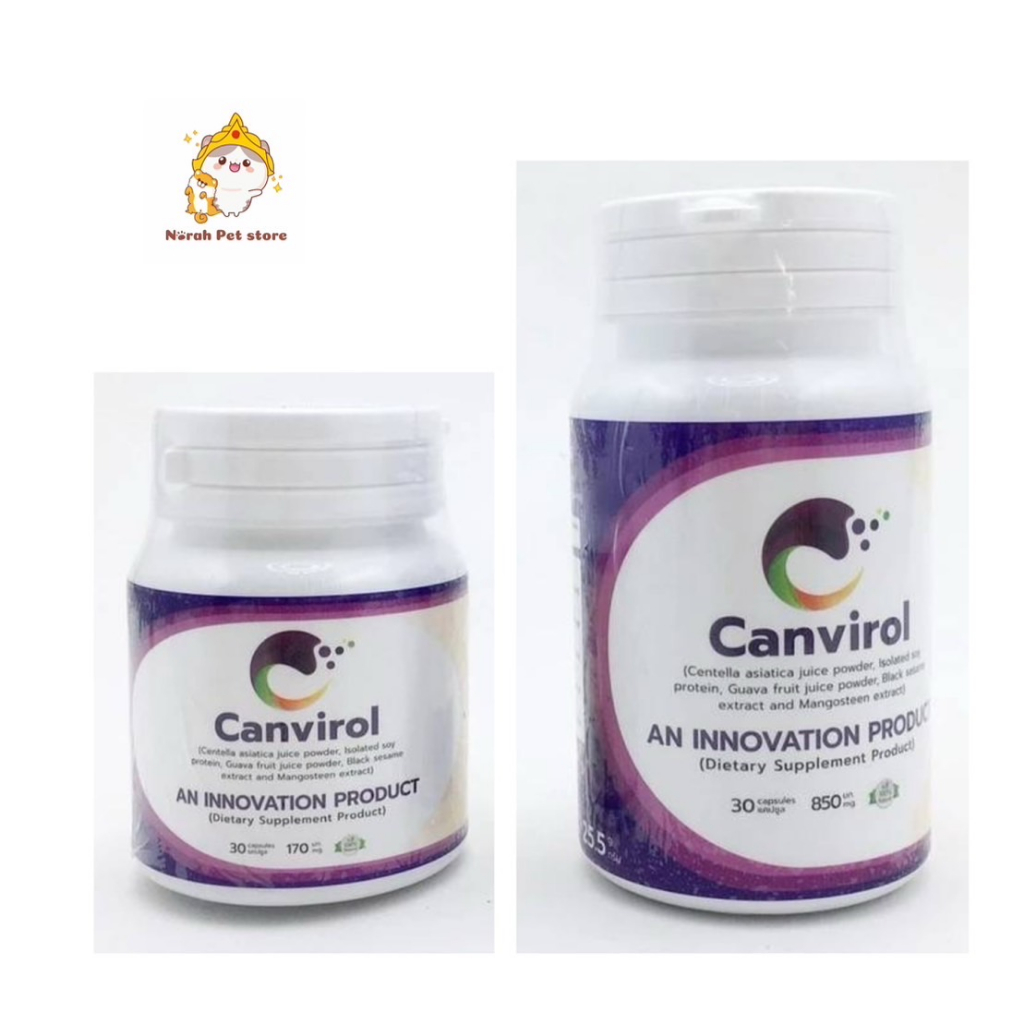 Canvirol 170mg และ 850 mg (บรรจุ30แคปซูล)อาหารเสริมภูมิต้านทานสุนัขและแมว