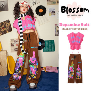 Blossom Kids Kids Leggings สาวฤดูร้อนกางเกงกราฟฟิตีโดปามีนเหมาะกับกางเกงกีฬาเด็กกางเกงลำลอง