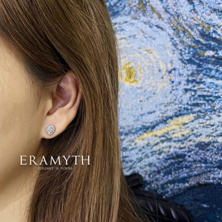 Eramyth jewelry: ต่างหู เงินแท้92.5 ปักก้าน ดีไซน์หัวใจ ฝังเพชรสวิสCZ รหัส PA-0745-R01 (พร้อมส่งจ้า)